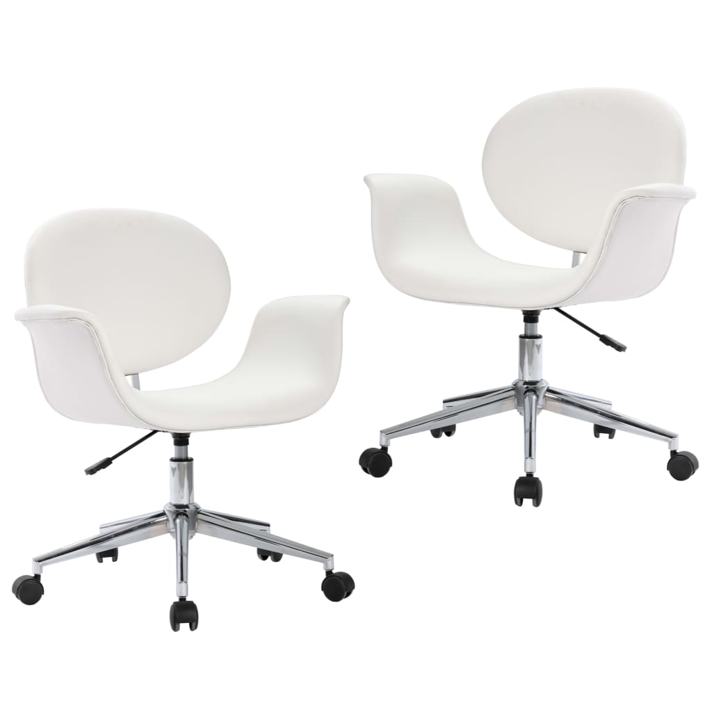 Sillas de comedor giratorias 2 unidades cuero sintético blanco
