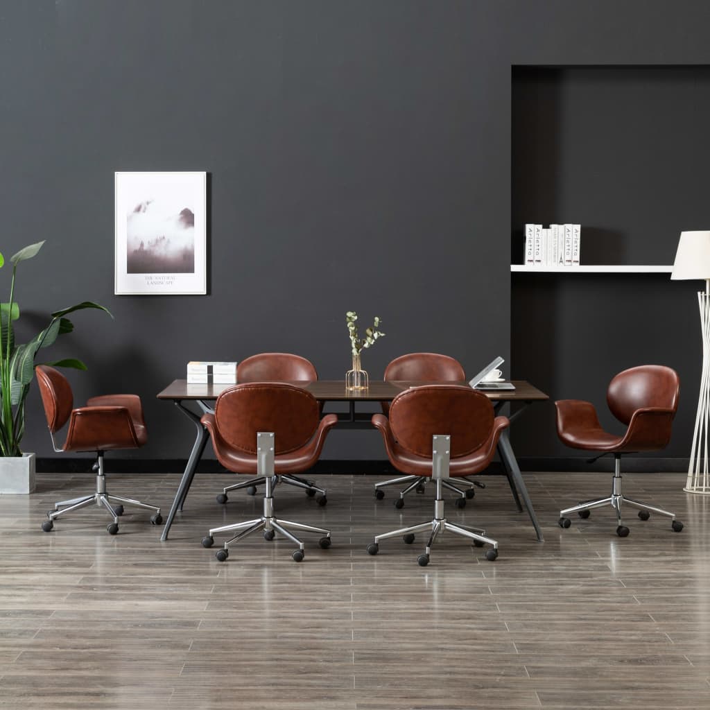 Sillas de comedor giratorias 6 uds cuero sintético blanco