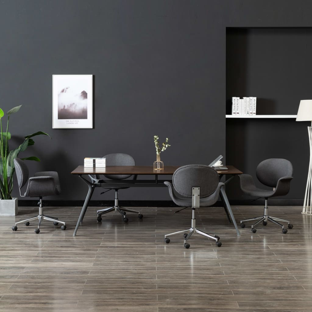 Sillas de comedor giratorias 4 uds tela gris