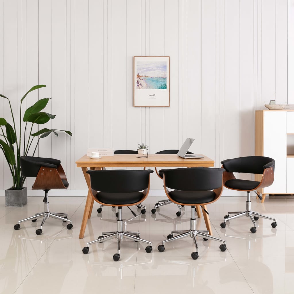Sillas de comedor giratorias 6 uds cuero sintético blanco