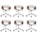 Sillas de comedor giratorias 6 uds cuero sintético blanco