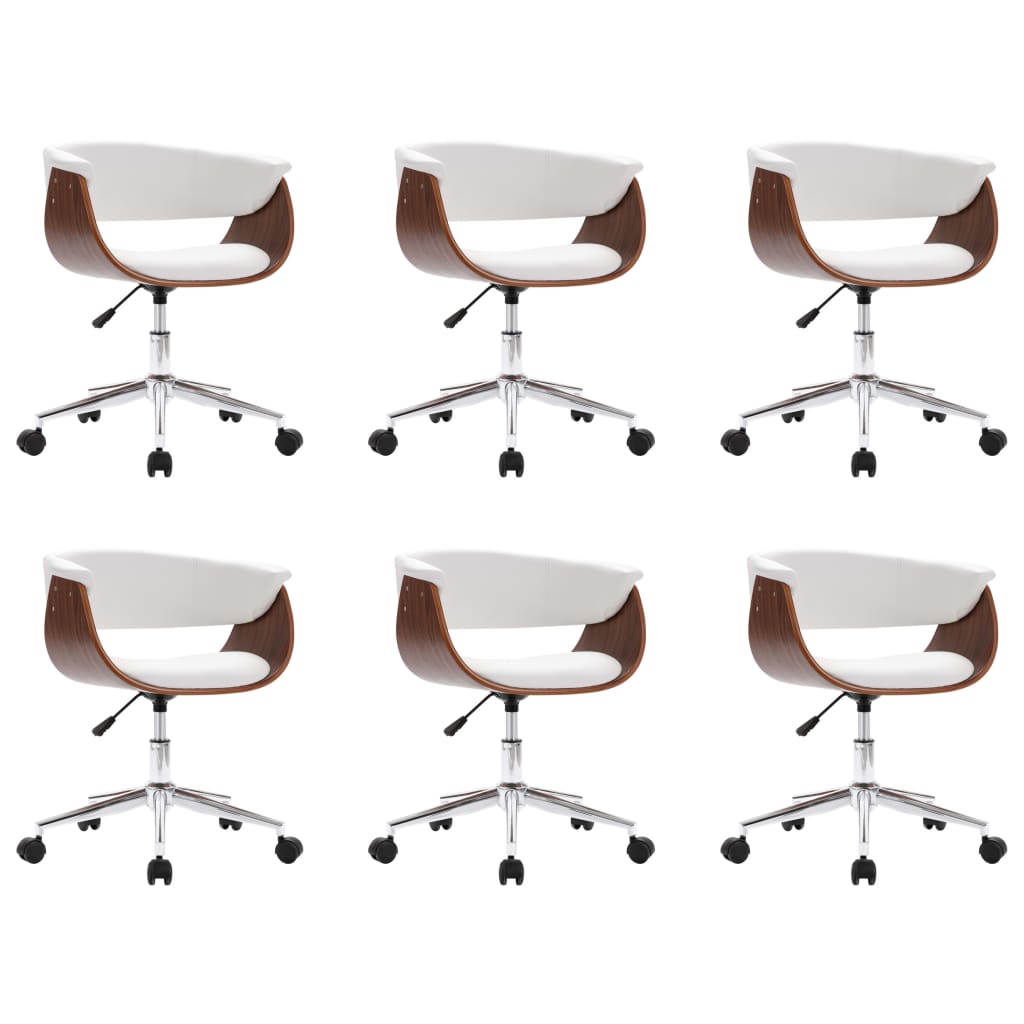 Sillas de comedor giratorias 6 uds cuero sintético blanco