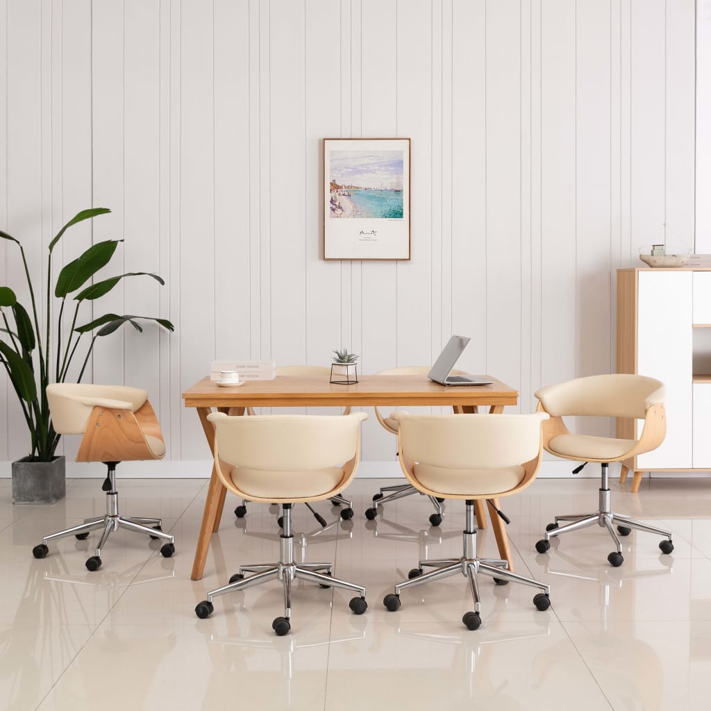 Sillas de comedor giratorias 6 uds cuero sintético blanco