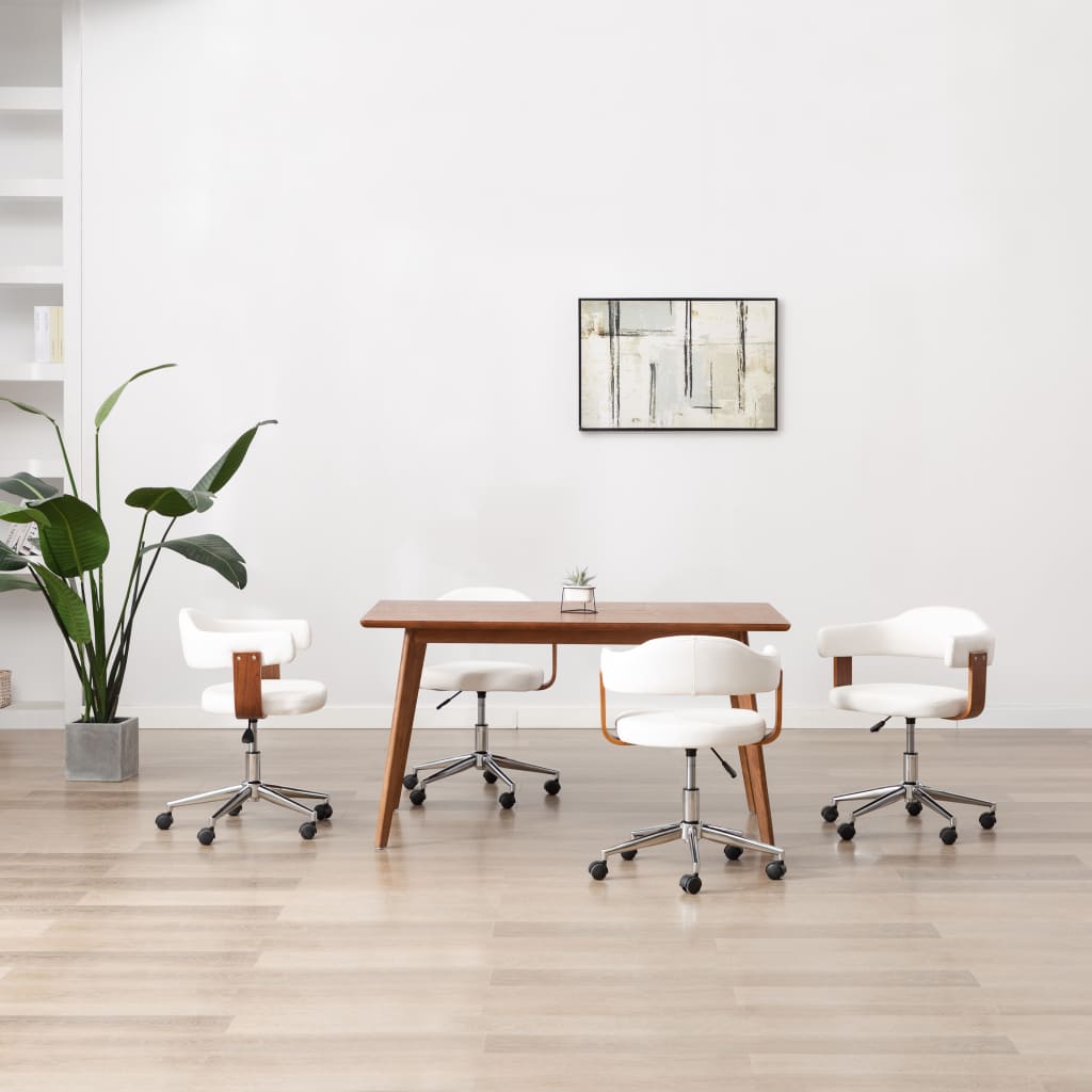 Sillas comedor giratorias 4 uds madera curvada tela gris taupe