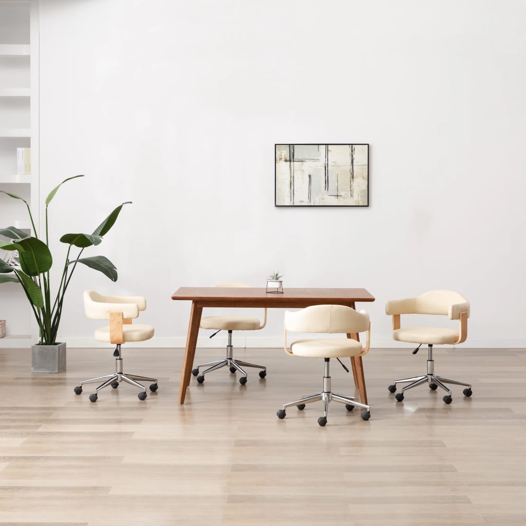Sillas comedor giratorias 4 uds madera curvada tela gris taupe