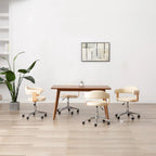 Sillas comedor giratorias 4 uds madera curvada tela gris taupe