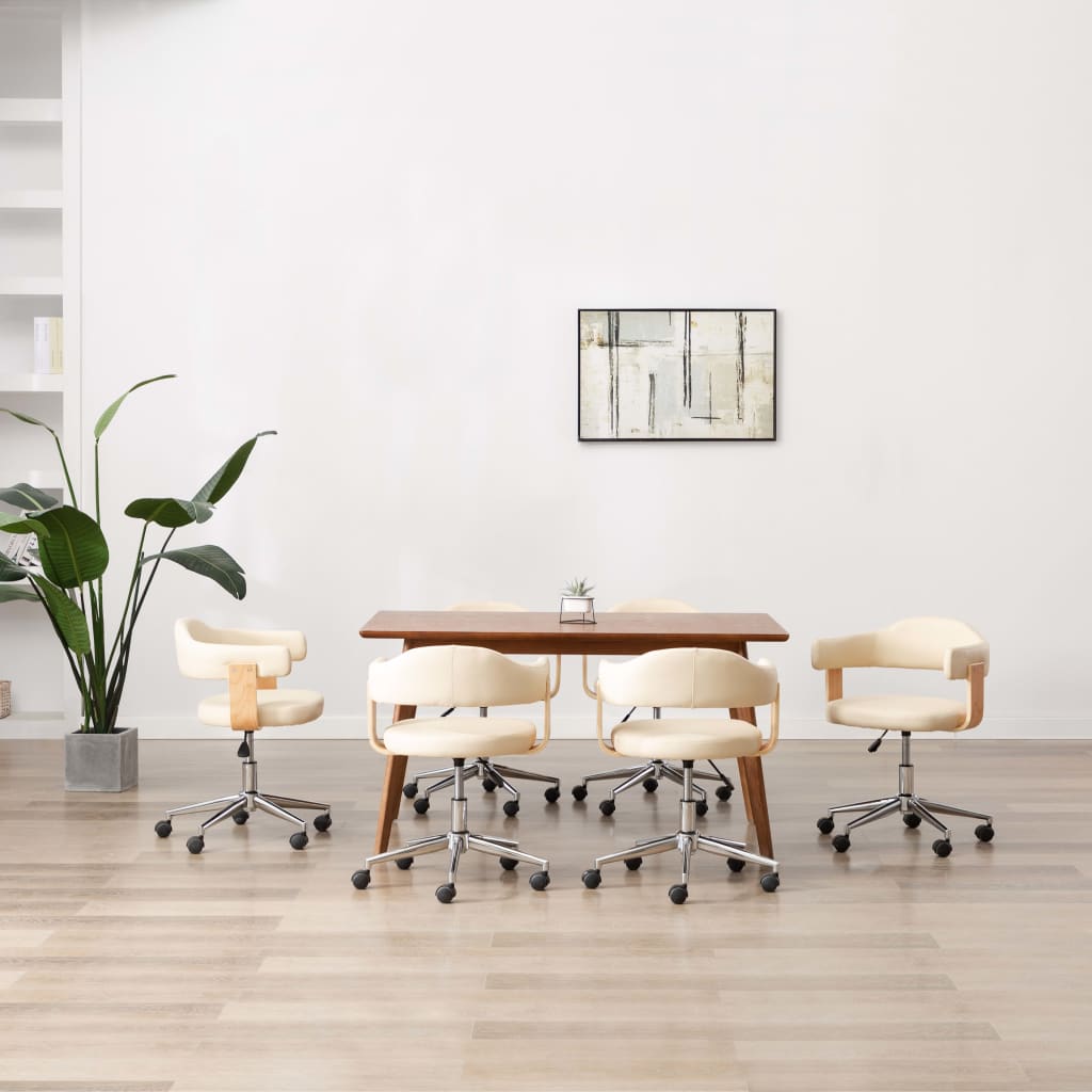 Sillas comedor giratorias 4 uds madera curvada tela gris taupe
