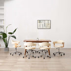 Sillas comedor giratorias 4 uds madera curvada tela gris taupe