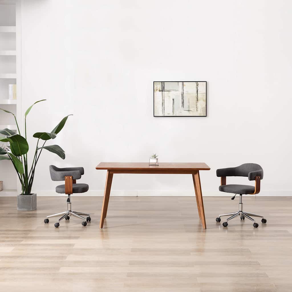 Sillas comedor giratorias 2 uds madera curvada tela gris taupe