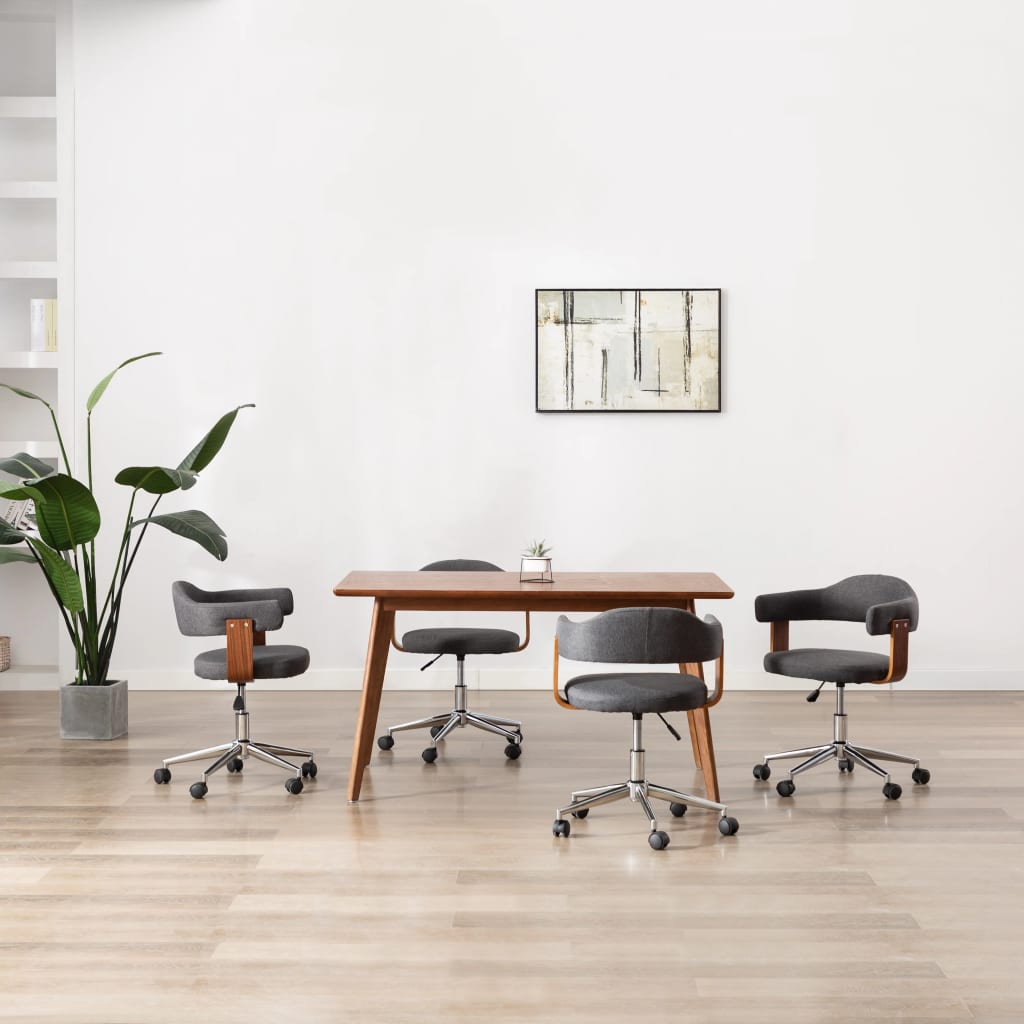 Sillas comedor giratorias 4 uds madera curvada tela gris taupe