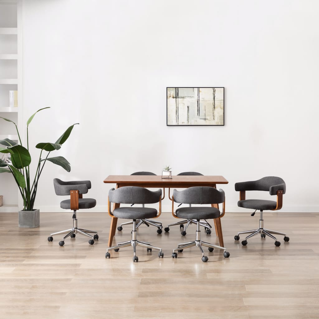 Sillas comedor giratorias 4 uds madera curvada tela gris taupe