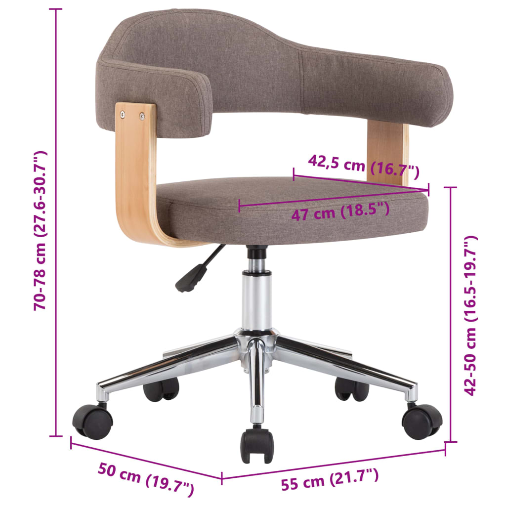 Sillas comedor giratorias 2 uds madera curvada tela gris taupe