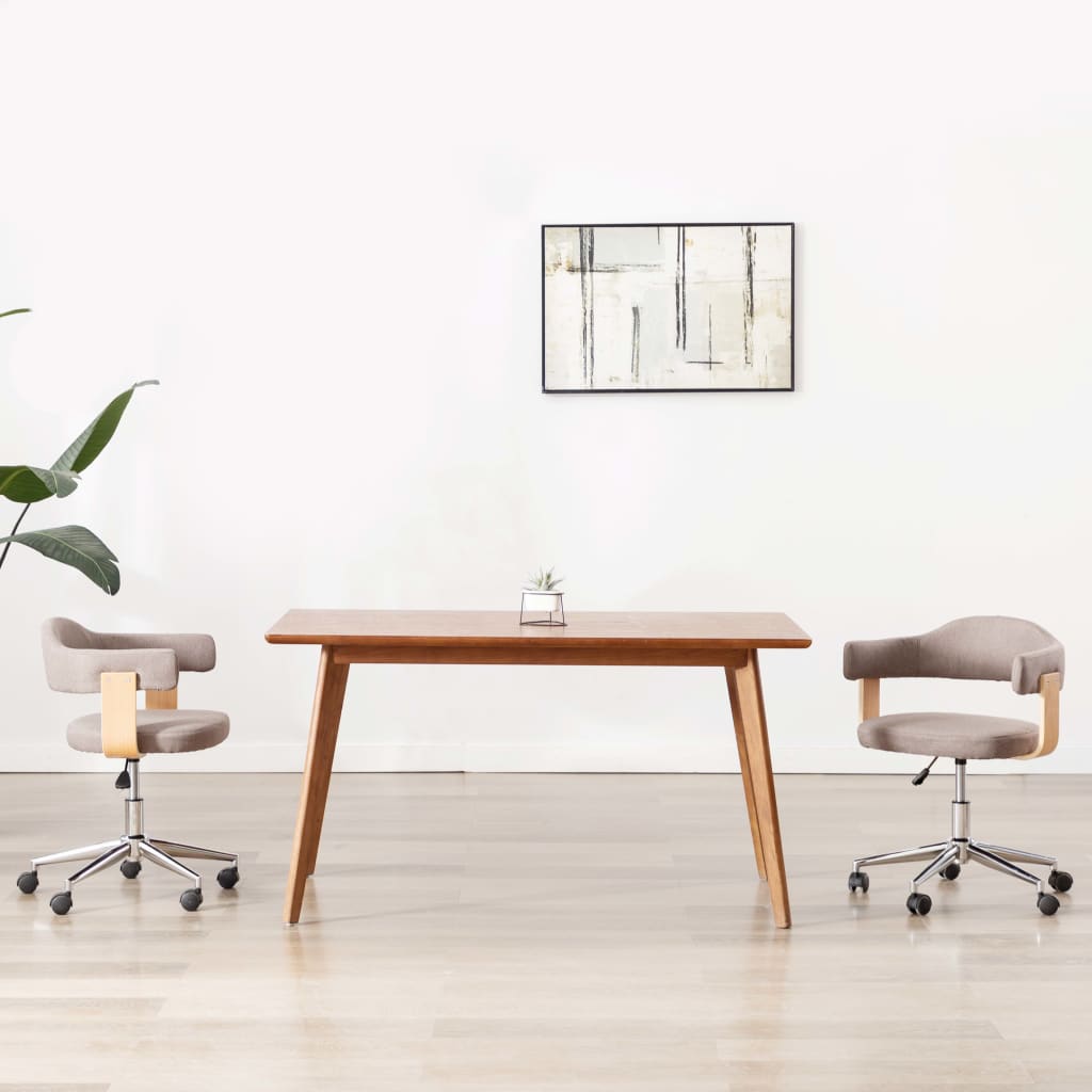 Sillas comedor giratorias 2 uds madera curvada tela gris taupe