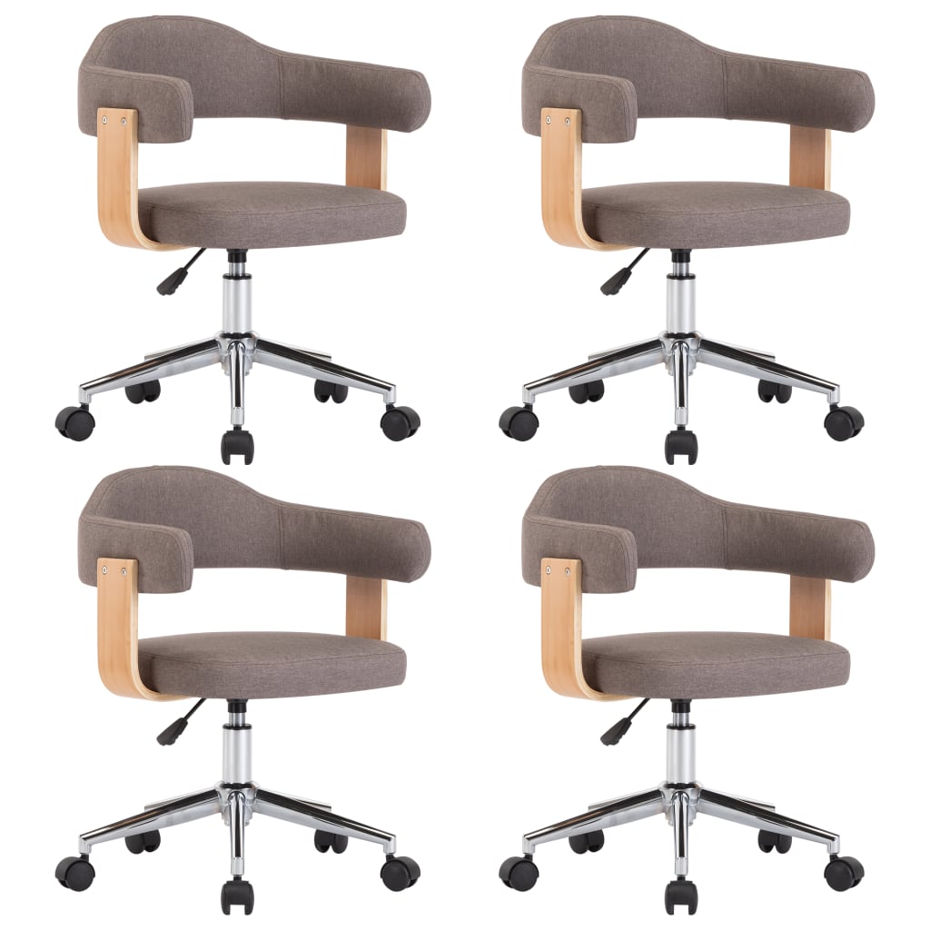 Sillas comedor giratorias 4 uds madera curvada tela gris taupe