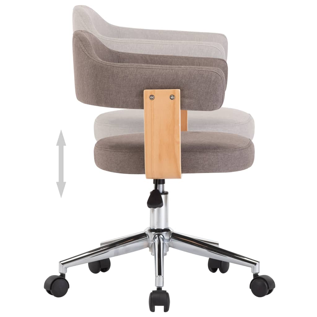 Sillas comedor giratorias 4 uds madera curvada tela gris taupe