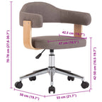 Sillas comedor giratorias 4 uds madera curvada tela gris taupe