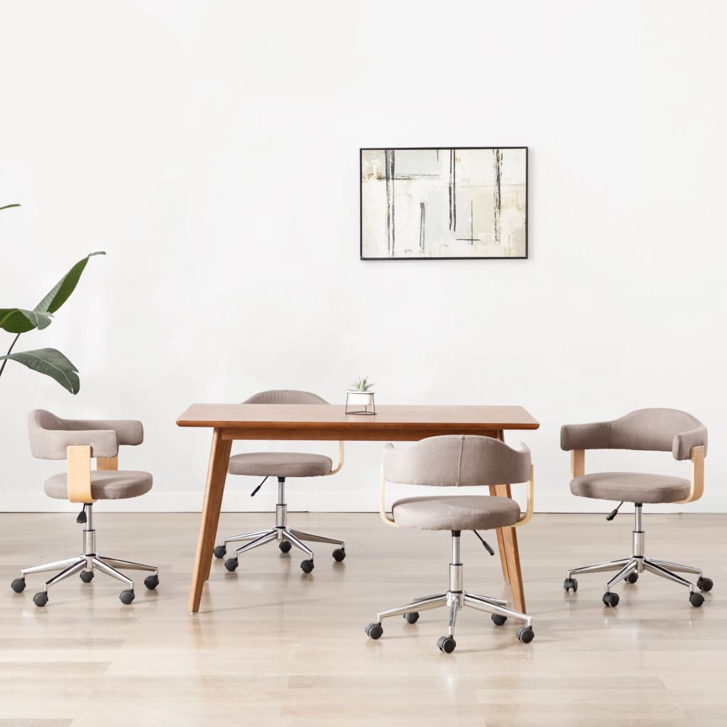 Sillas comedor giratorias 4 uds madera curvada tela gris taupe