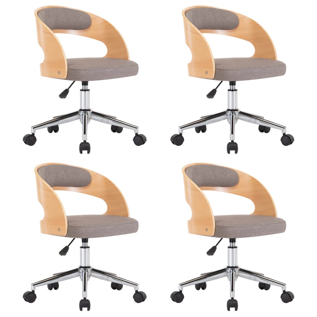 Sillas comedor giratorias 4 uds madera curvada tela gris taupe
