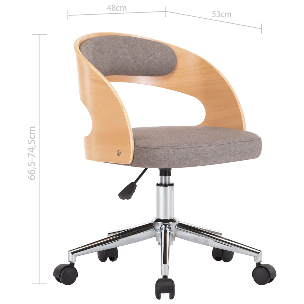 Sillas comedor giratorias 4 uds madera curvada tela gris taupe