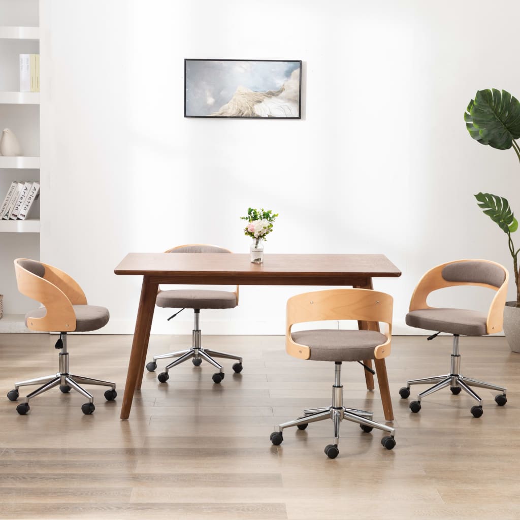 Sillas comedor giratorias 4 uds madera curvada tela gris taupe