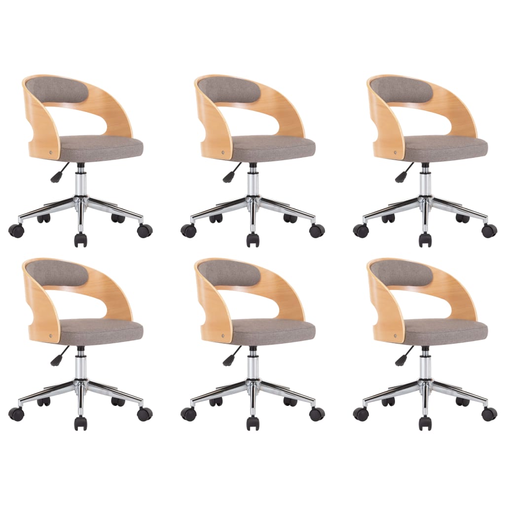 Sillas comedor giratorias 6 uds madera curvada tela gris taupe