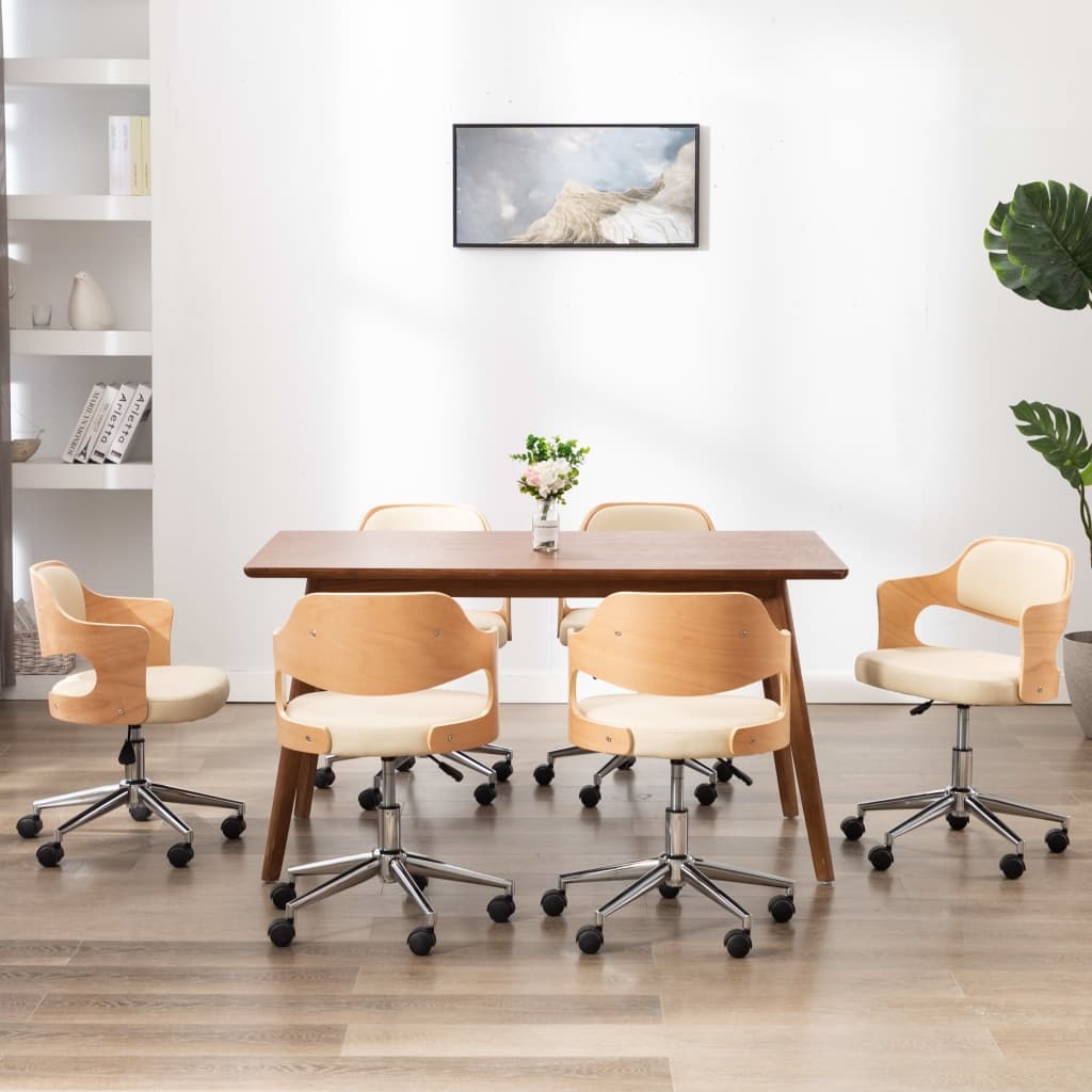 Sillas comedor giratorias 6 uds madera curvada tela gris taupe