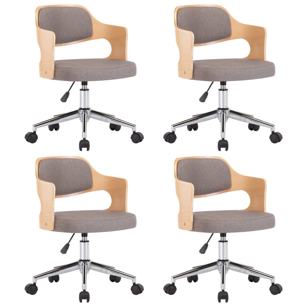 Sillas comedor giratorias 4 uds madera curvada tela gris taupe