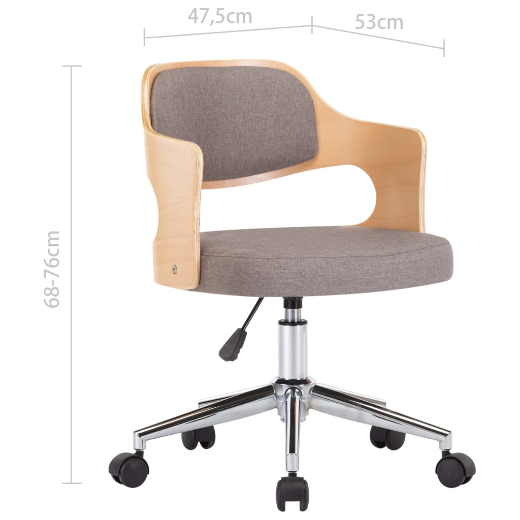Sillas comedor giratorias 6 uds madera curvada tela gris taupe