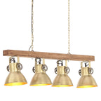 Lámpara de techo industrial madera de mango latón E27