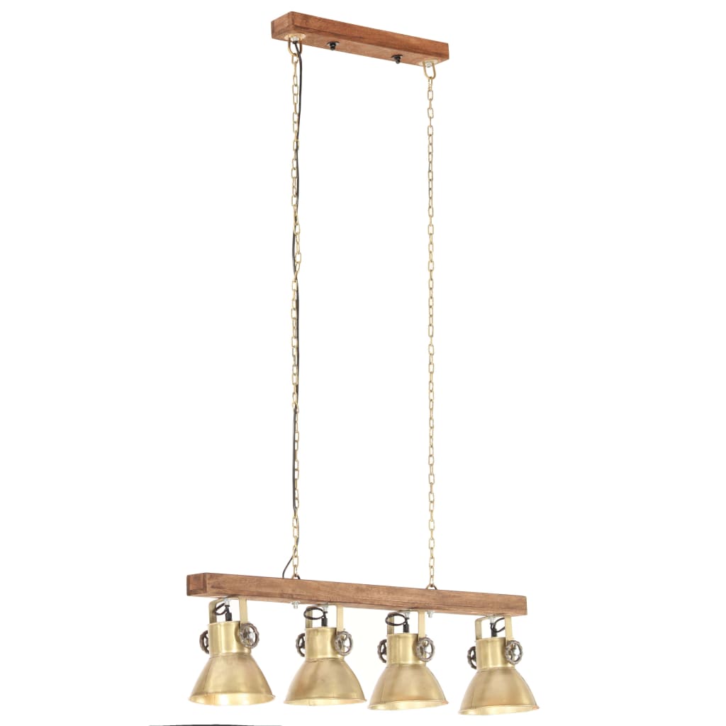 Lámpara de techo industrial madera de mango latón E27