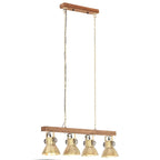 Lámpara de techo industrial madera de mango latón E27