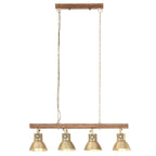 Lámpara de techo industrial madera de mango latón E27