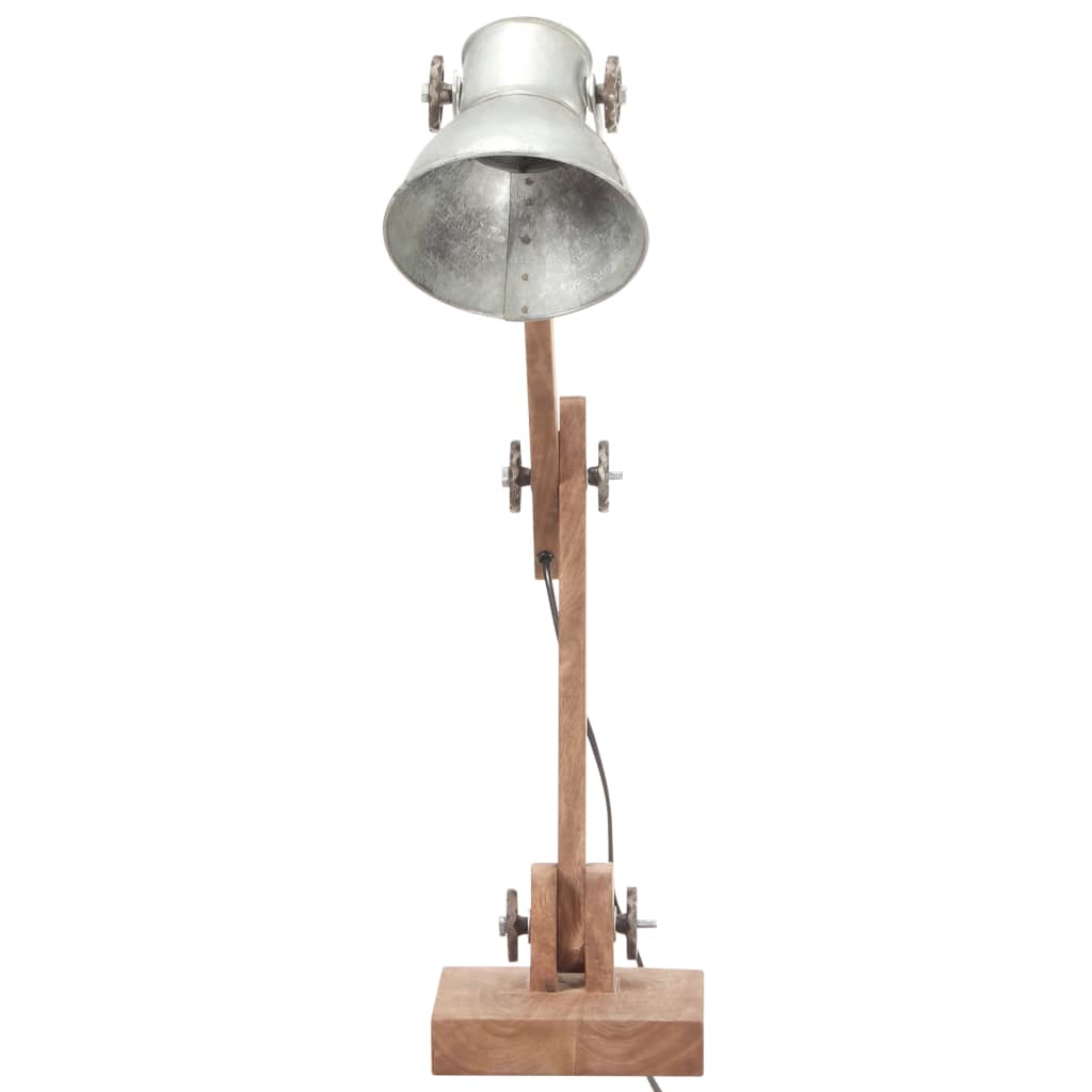 Lámpara de mesa industrial plateada redonda 58x18x90 cm E27