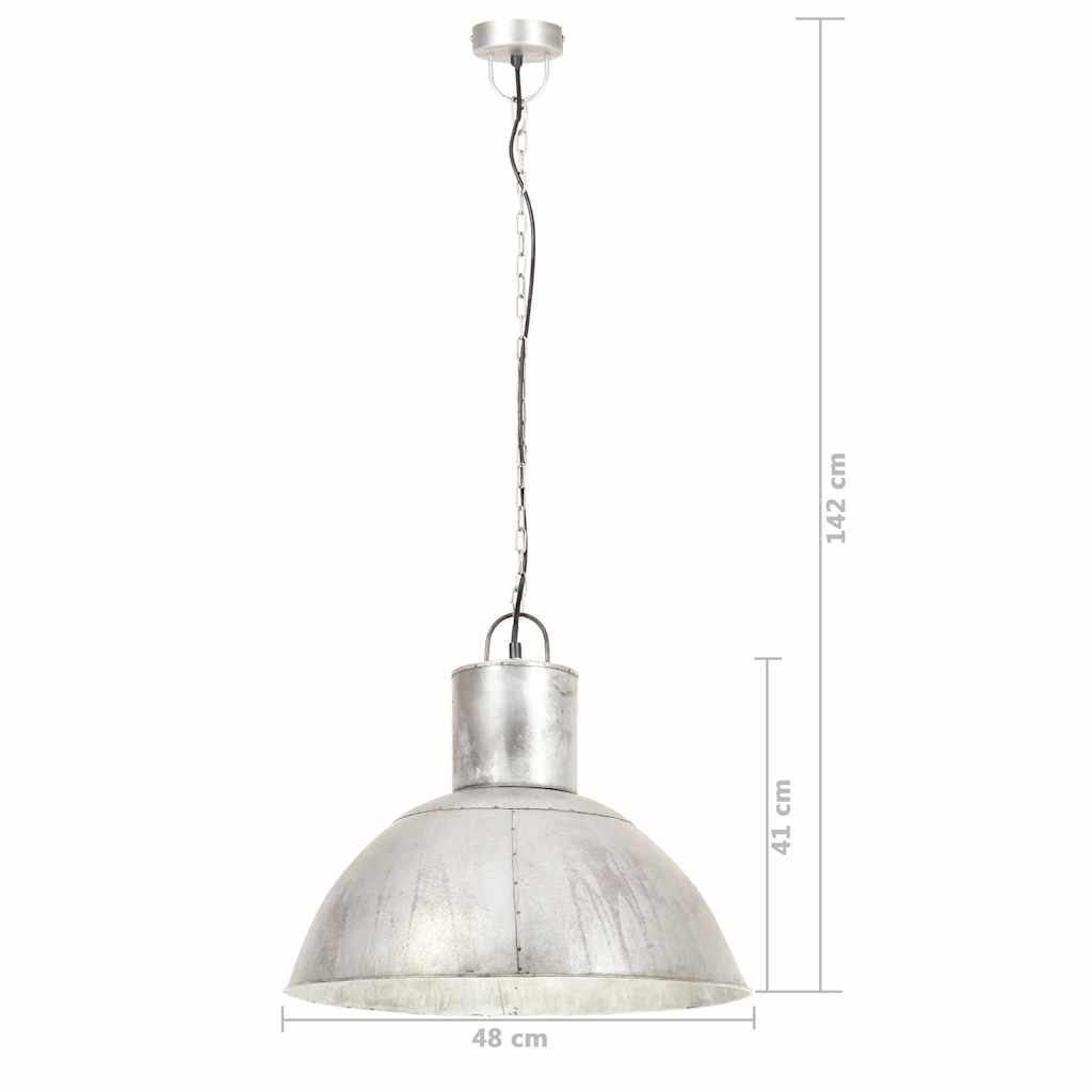 Lámpara colgante 25 W plateada redonda 48 cm E27