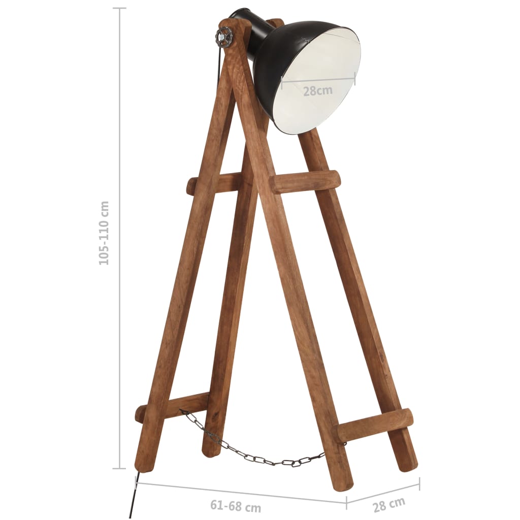 Lámpara de pie de madera maciza de mango negro E27