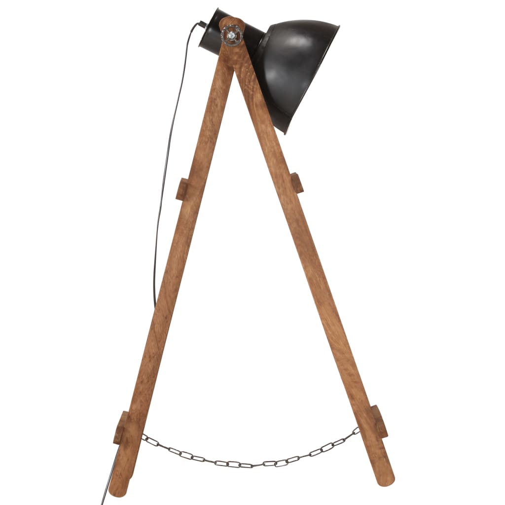 Lámpara de pie de madera maciza de mango negro E27