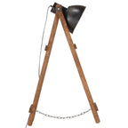 Lámpara de pie de madera maciza de mango negro E27