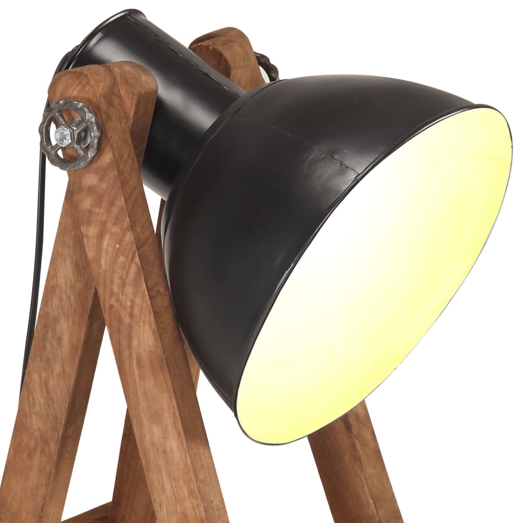 Lámpara de pie de madera maciza de mango negro E27