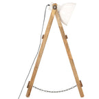 Lámpara de pie 3 piezas madera maciza de mango blanco E27
