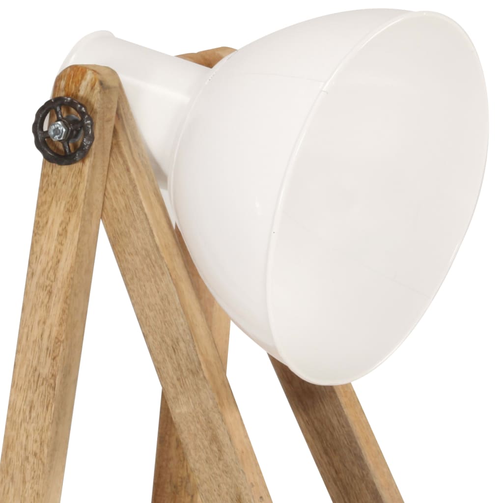 Lámpara de pie 3 piezas madera maciza de mango blanco E27
