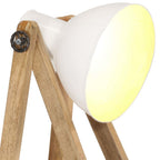 Lámpara de pie 3 piezas madera maciza de mango blanco E27