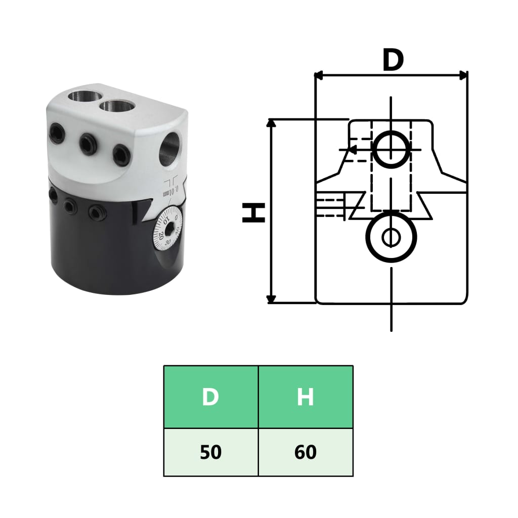 Cabeza perforadora 50 mm vástago perforador MT2 torno fresado