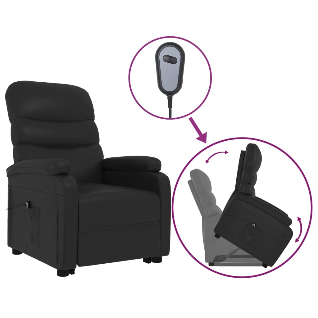 Sillón elevable cuero sintético negro