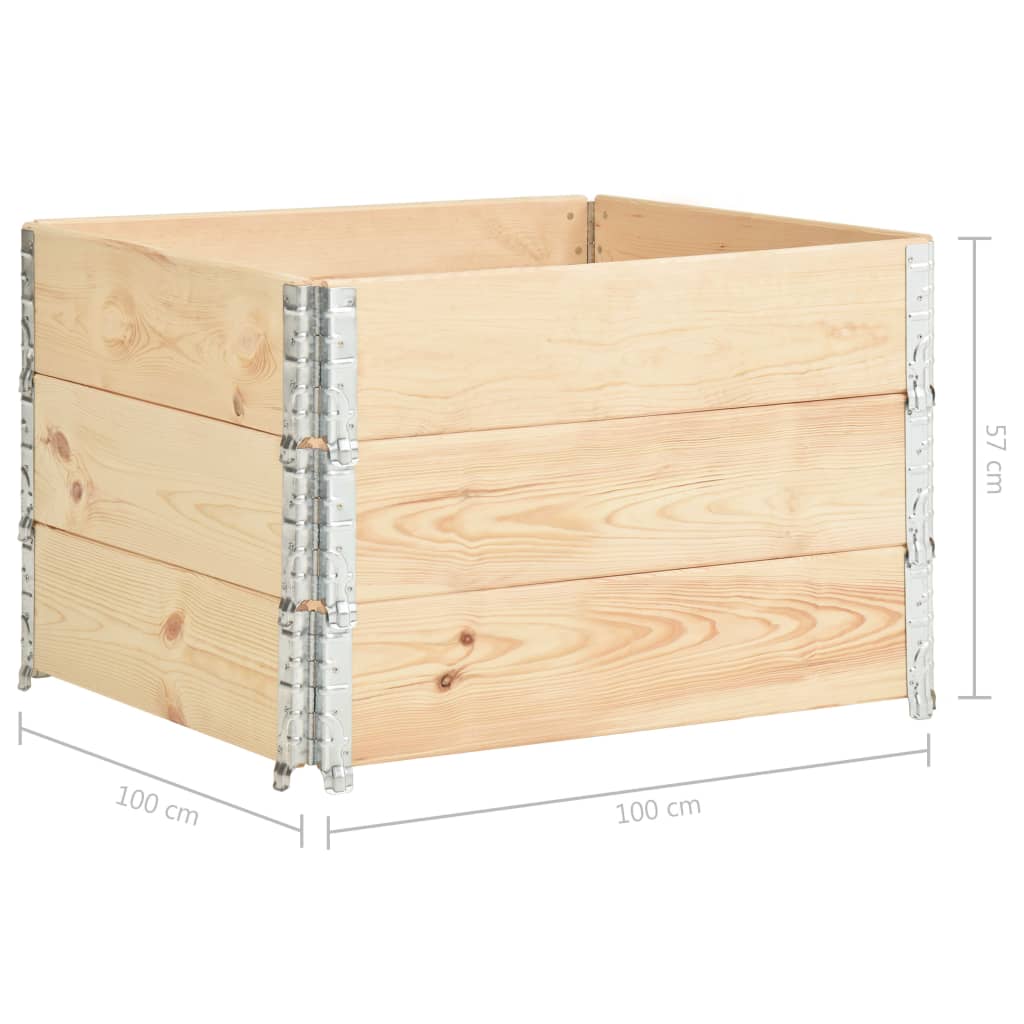 Arriates de madera maciza de pino 3 unidades 100x100 cm