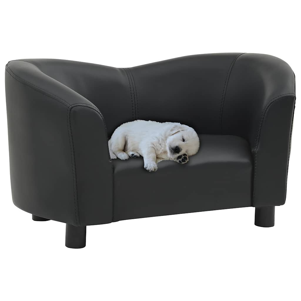 Cama para perros felpa y cuero sintético negra 90x79x20 cm