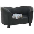 Cama para perros felpa y cuero sintético negra 90x79x20 cm