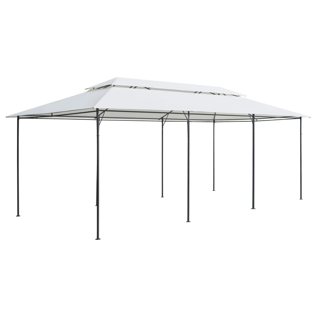 Cenador con cortinas 600x298x270 cm blanco 180g/m²