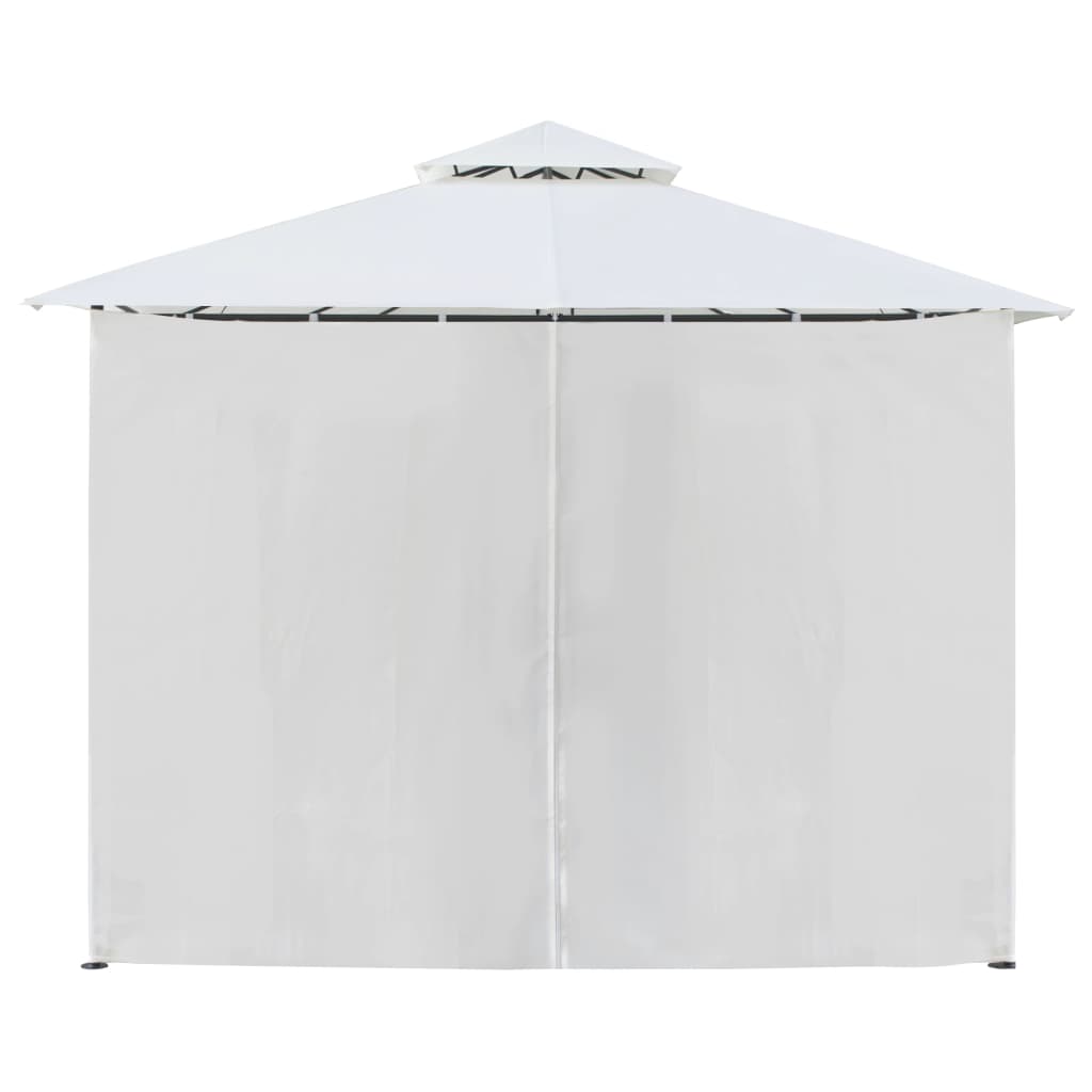 Cenador con cortinas 600x298x270 cm blanco 180g/m²