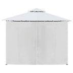 Cenador con cortinas 600x298x270 cm blanco 180g/m²