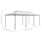 Cenador con cortinas 600x298x270 cm blanco 180g/m²